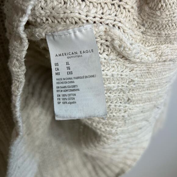 American Eagle Outfitters Cream V-Neck Chunky Knit Oversized Sweater Size XL - Picture 5 of 6